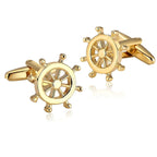 Gold Rudder Anchor Sailor Cufflinks In Box Bulk