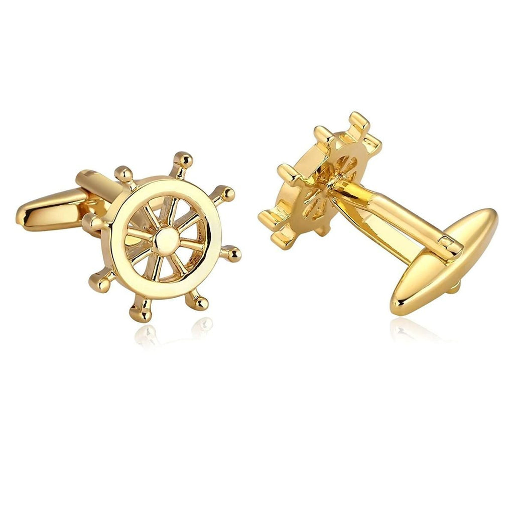 Gold Rudder Anchor Sailor Cufflinks In Box Bulk