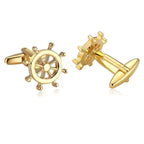 Gold Rudder Anchor Sailor Cufflinks In Box Bulk