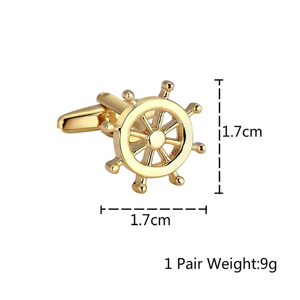 Gold Rudder Anchor Sailor Cufflinks In Box Bulk
