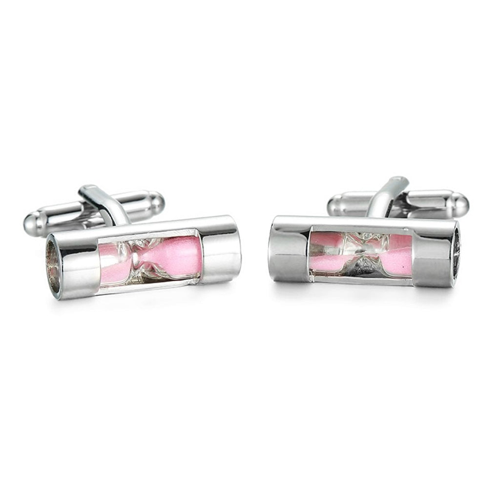 Pink Sand Timer Hour Glass Cufflinks In Box