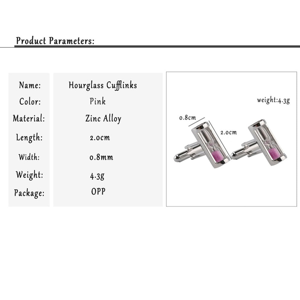 Pink Sand Timer Hour Glass Cufflinks In Box