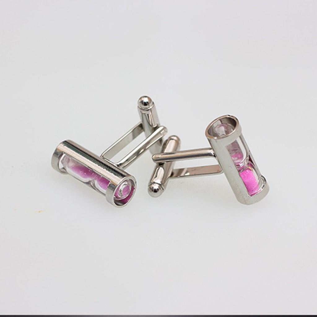 Pink Sand Timer Hour Glass Cufflinks In Box