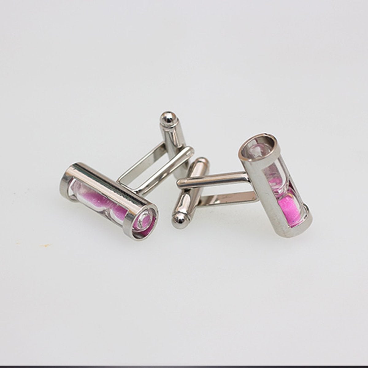 Pink Sand Timer Hour Glass Cufflinks In Box