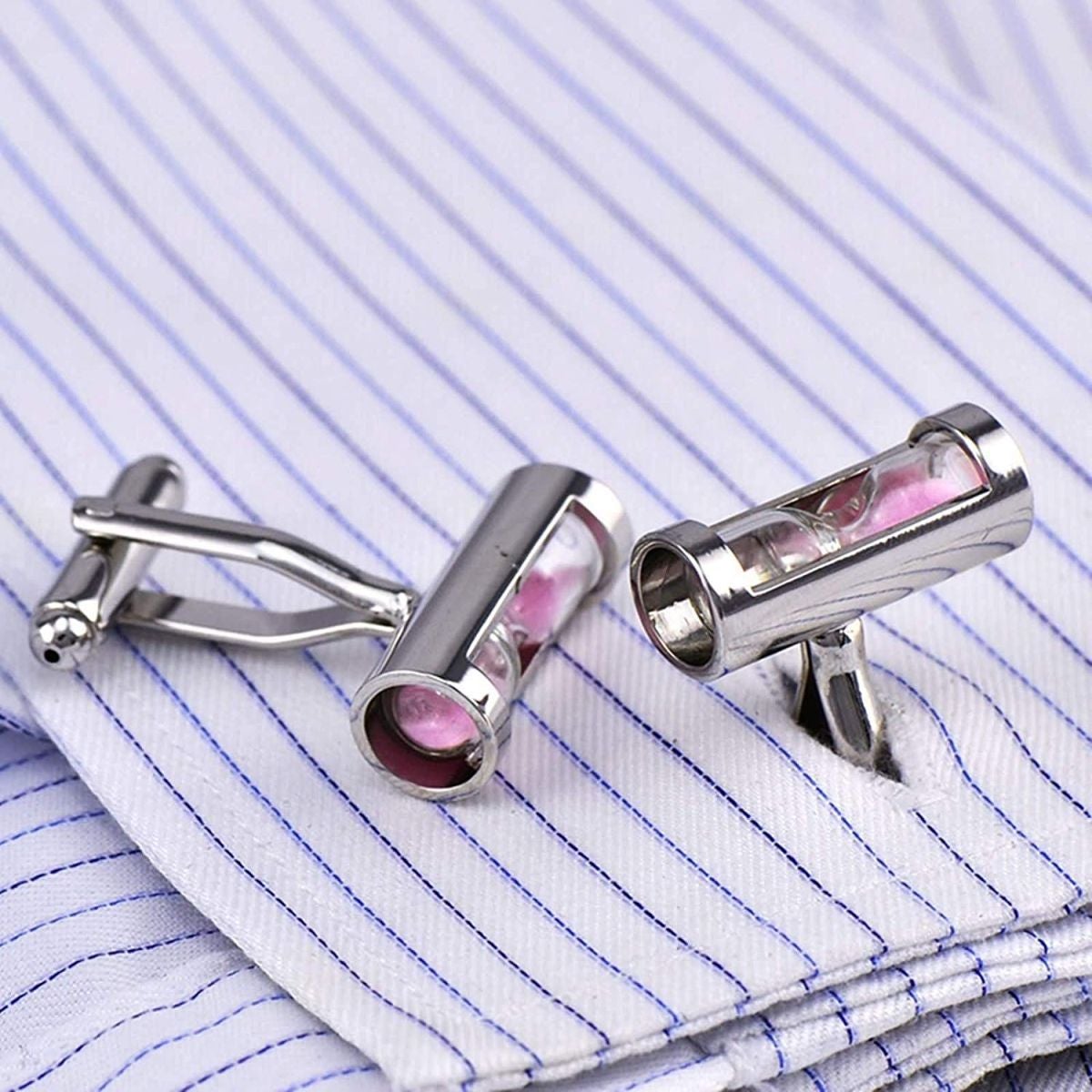 Pink Sand Timer Hour Glass Cufflinks In Box Main image