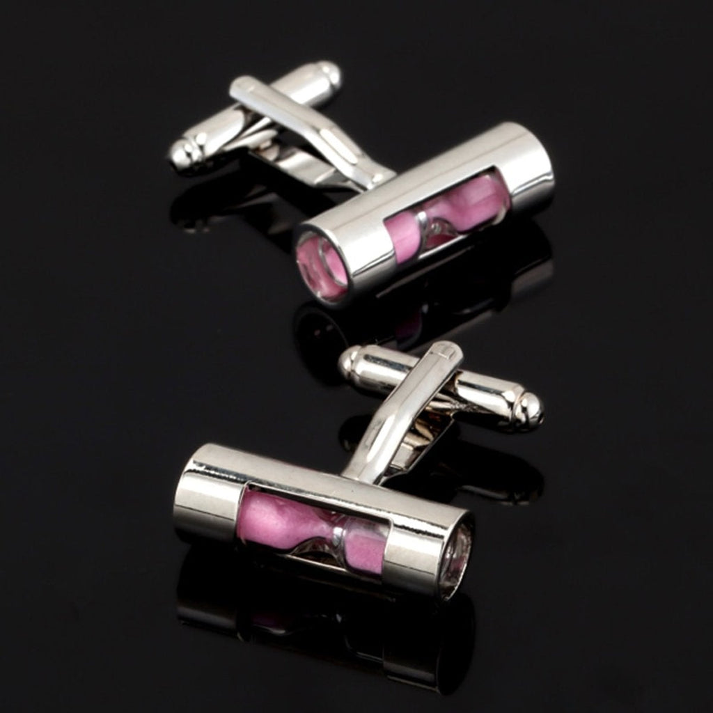 Pink Sand Timer Hour Glass Cufflinks In Box