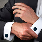 Hexagon Black Cufflinks In Box Bulk