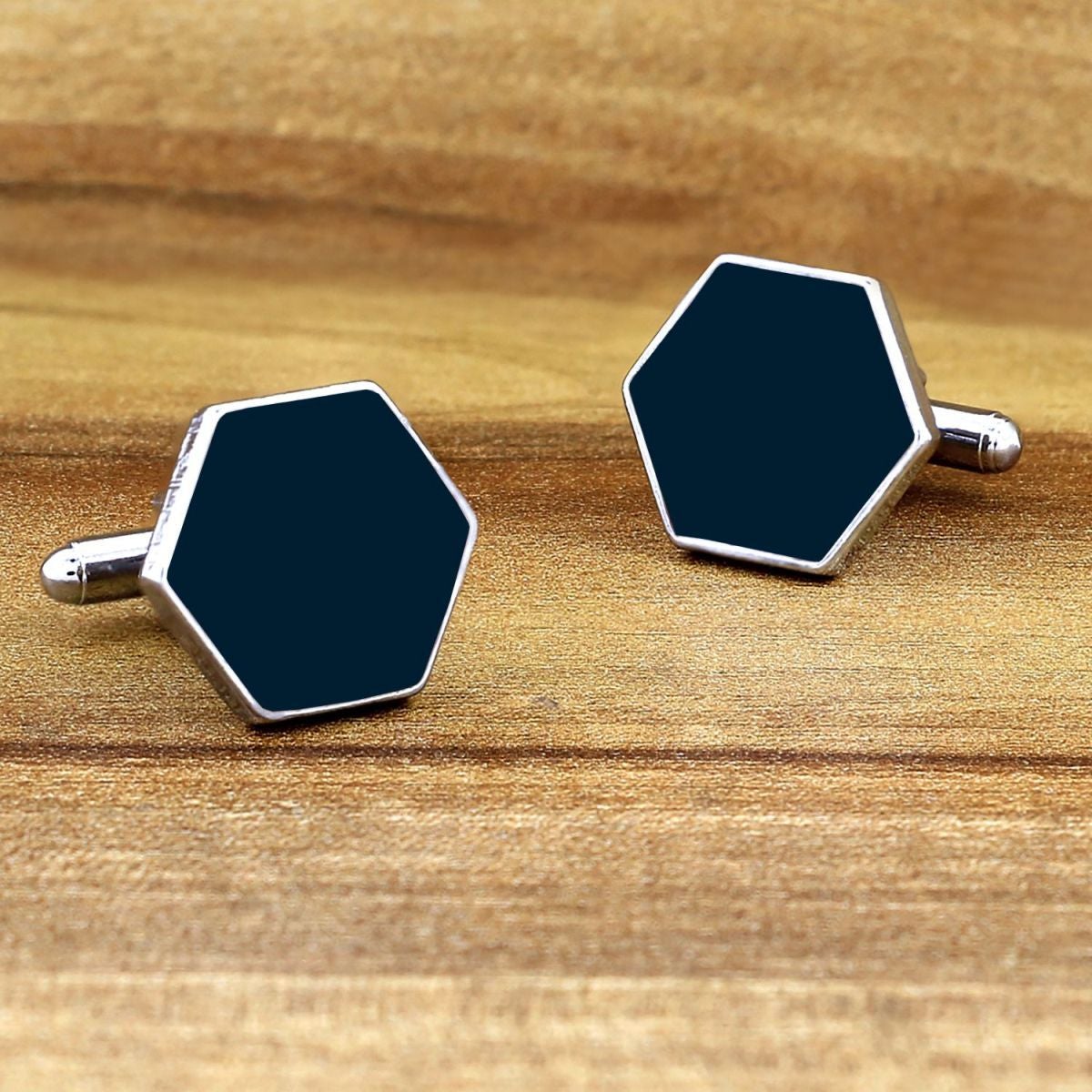 Hexagon Black Cufflinks In Box Bulk Main image