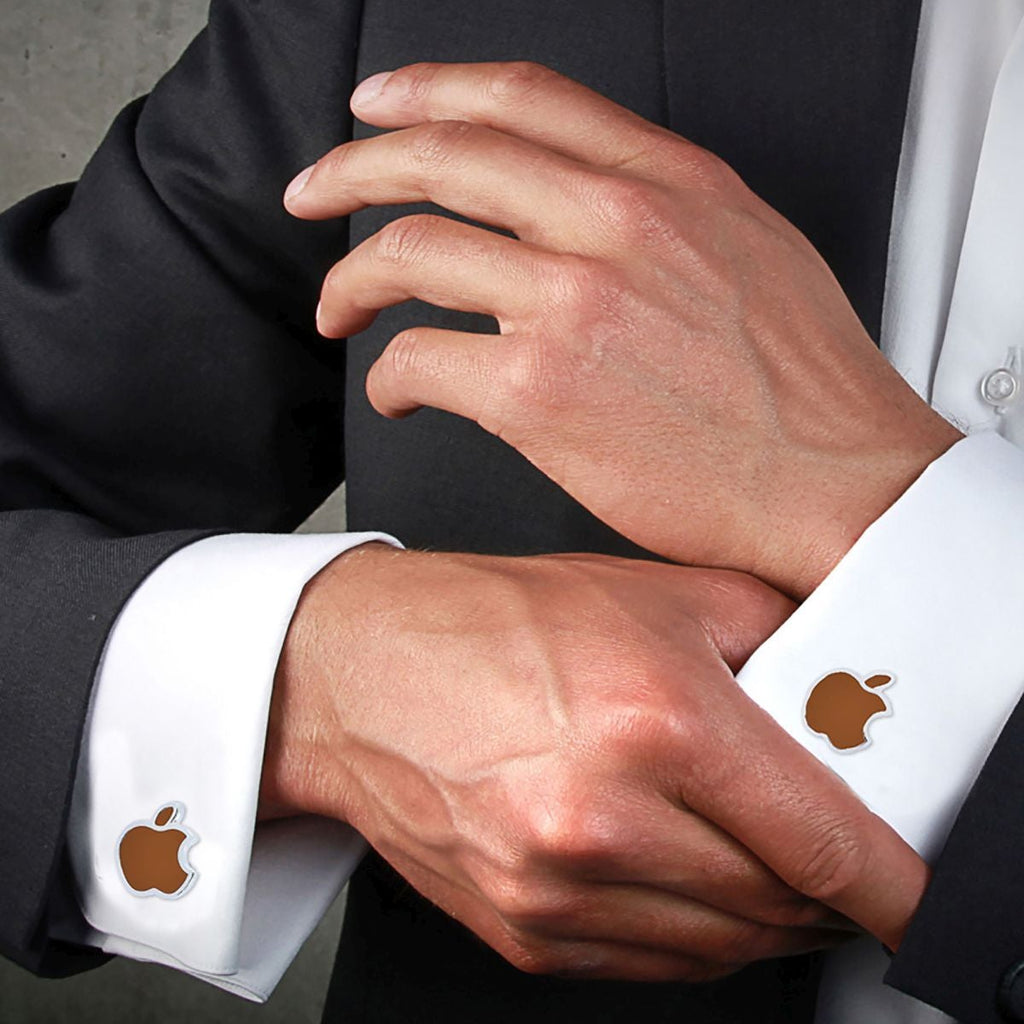Brown Apple Cufflinks In Box Bulk