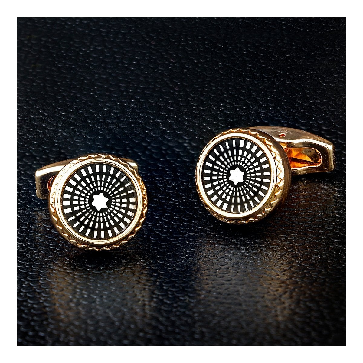 Luxury Rose Gold Black Cufflinks In Box Bulk Main image