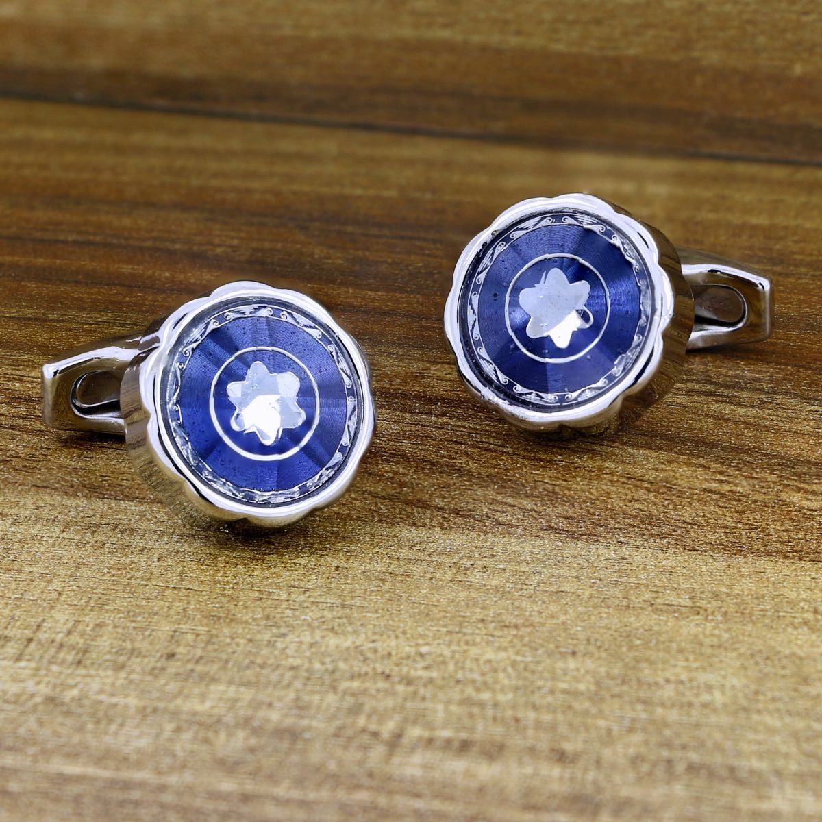 Luxury Blue Silver Cufflinks In Box Bulk Main image