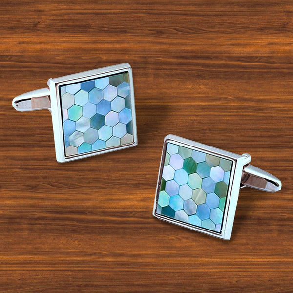 Blue Mother Of Pearl Cufflinks In Box Main image