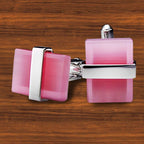 Pink Crystal Cufflinks In Box Bulk