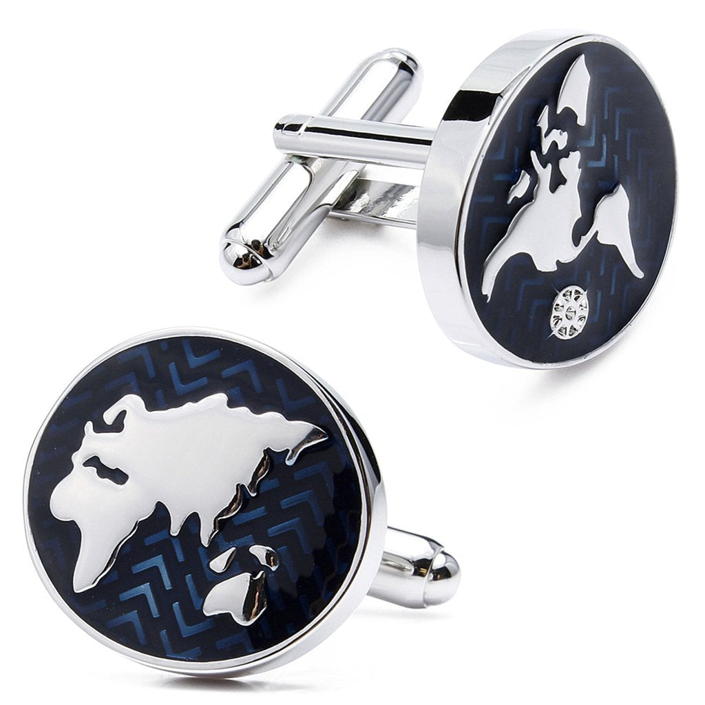 World Map Globe Cufflinks In Box Bulk