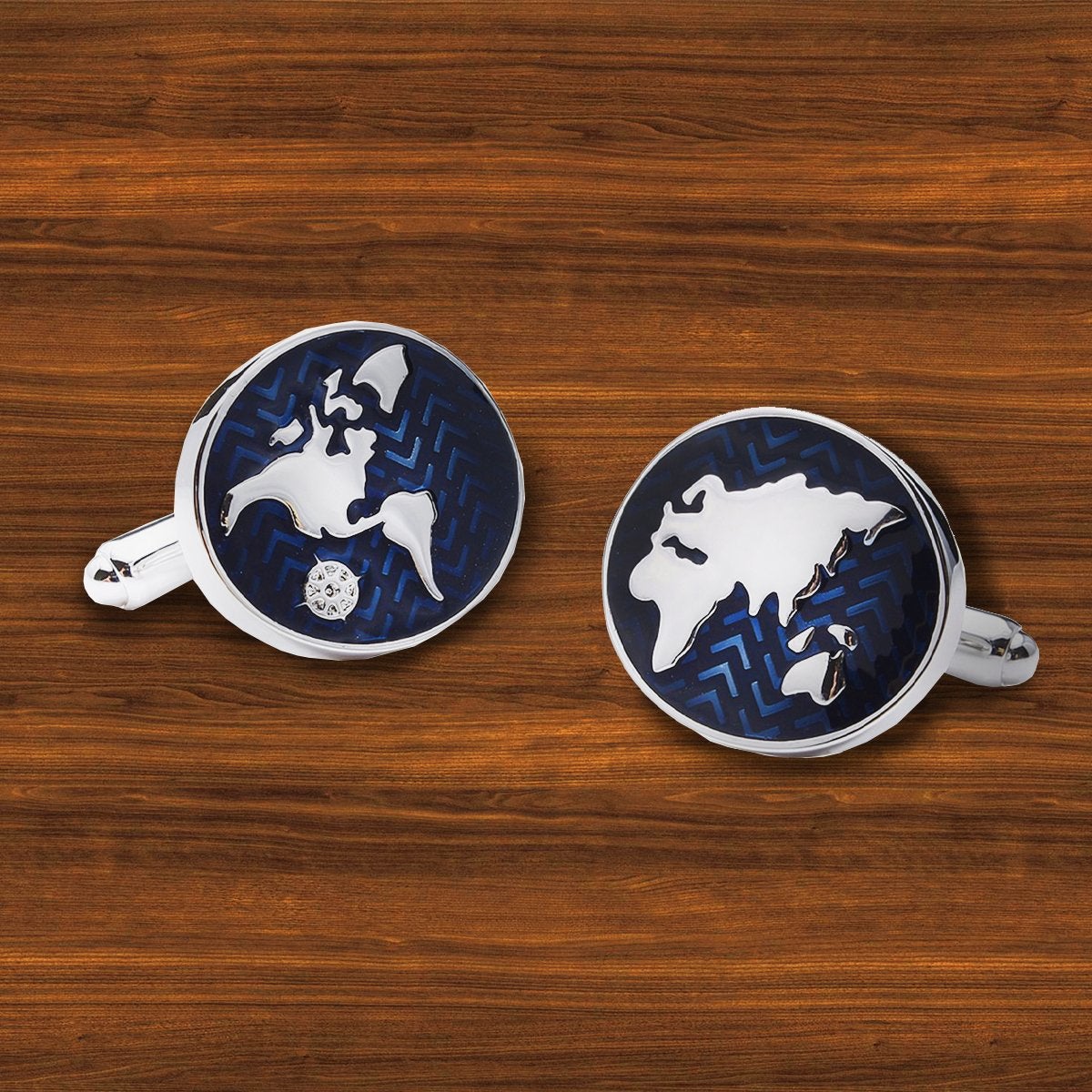 World Map Globe Cufflinks In Box Bulk Main image