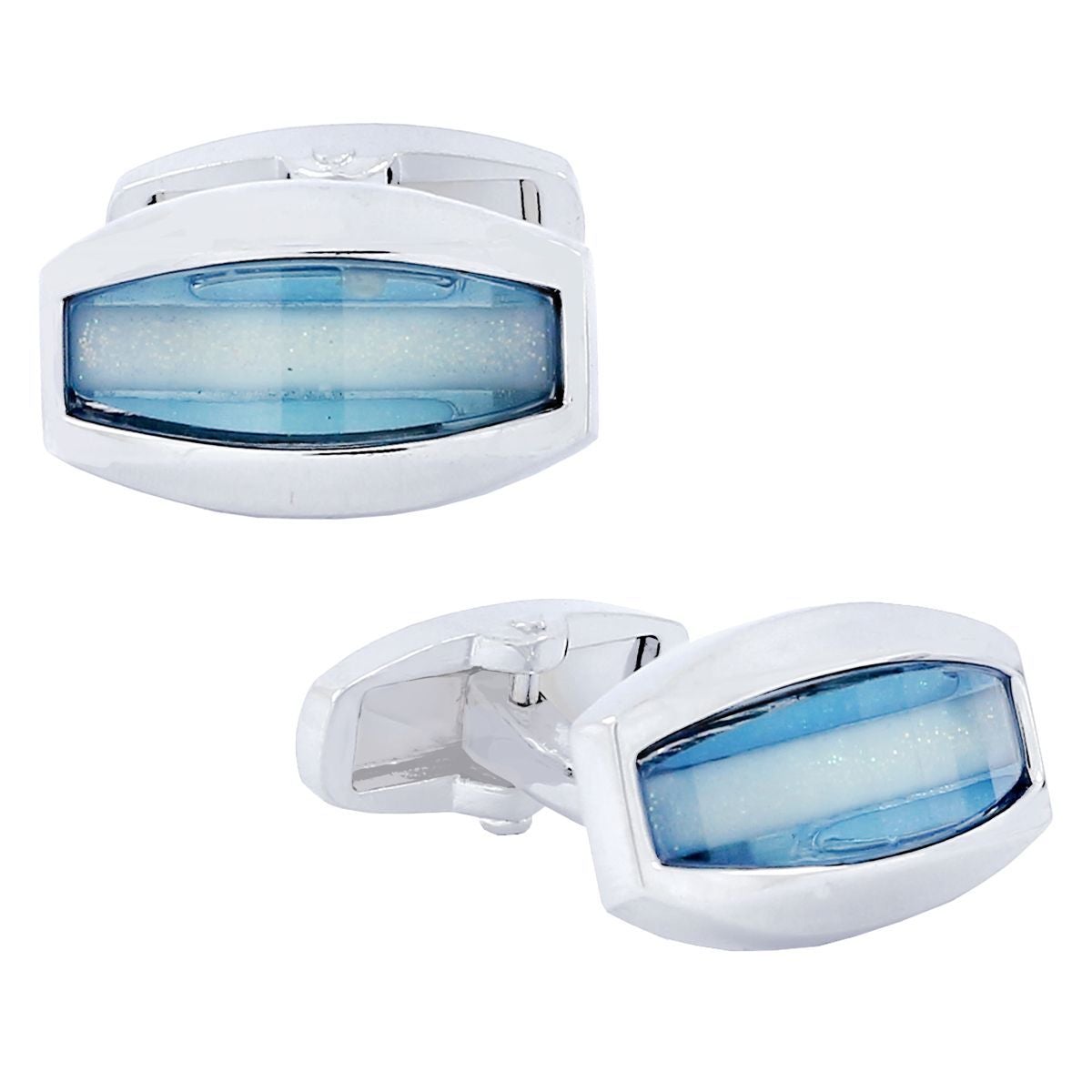 Oval Blue Crystal Cufflinks In Box Bulk Secondary image