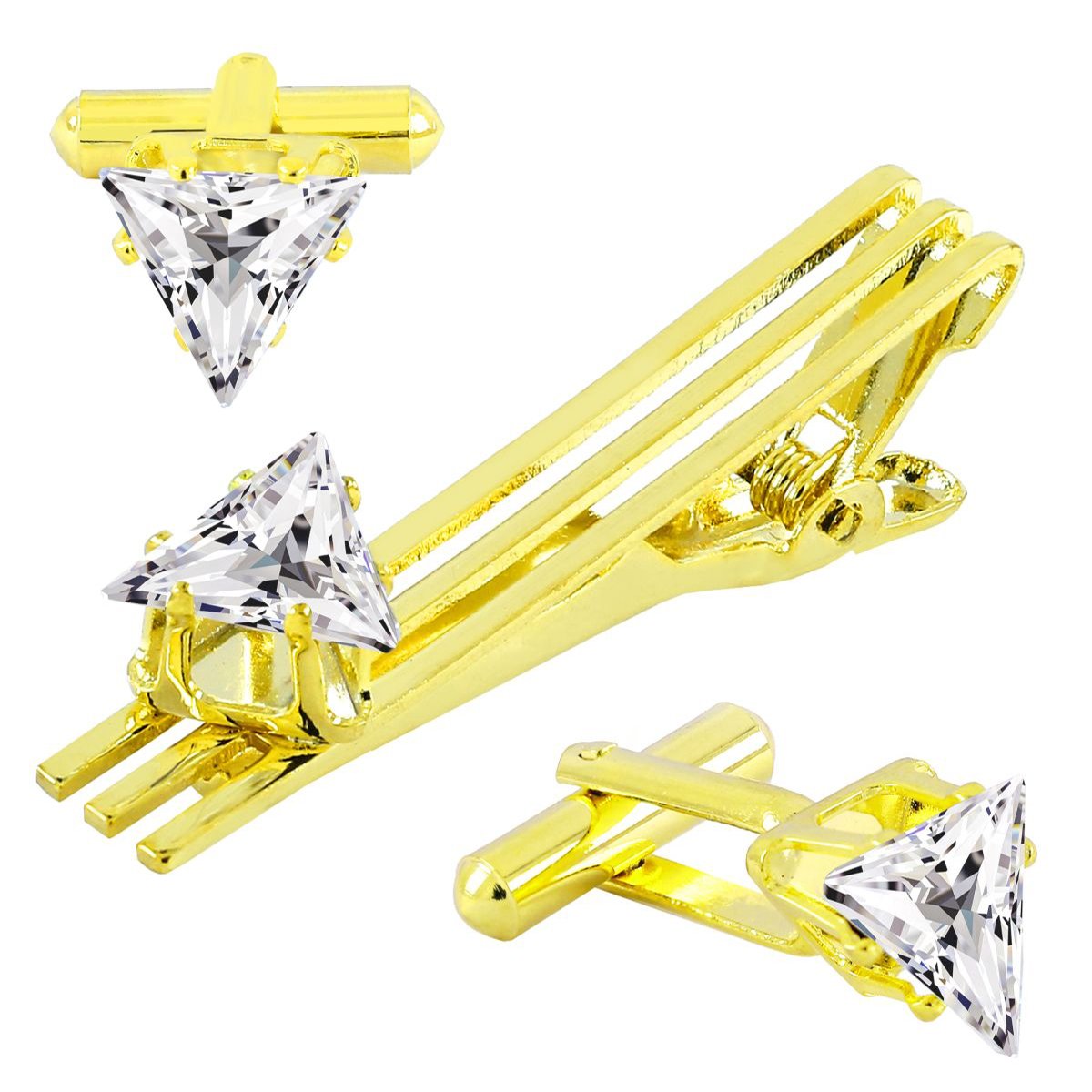 Trillion Diamond Cufflinks Set In Box Bulk