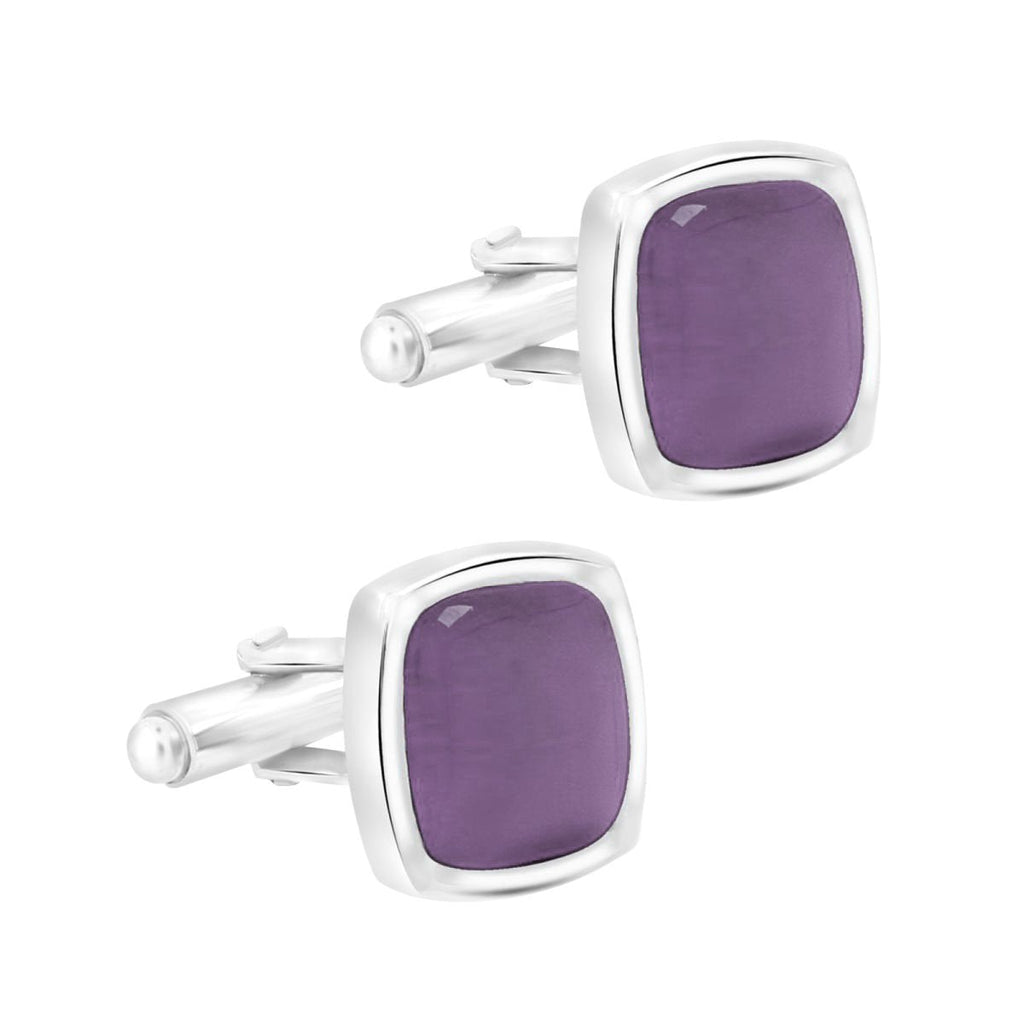 Formal Purple Silver Rhodium Office Formal Shirt Blazer Cufflink Pair Men Gift Box