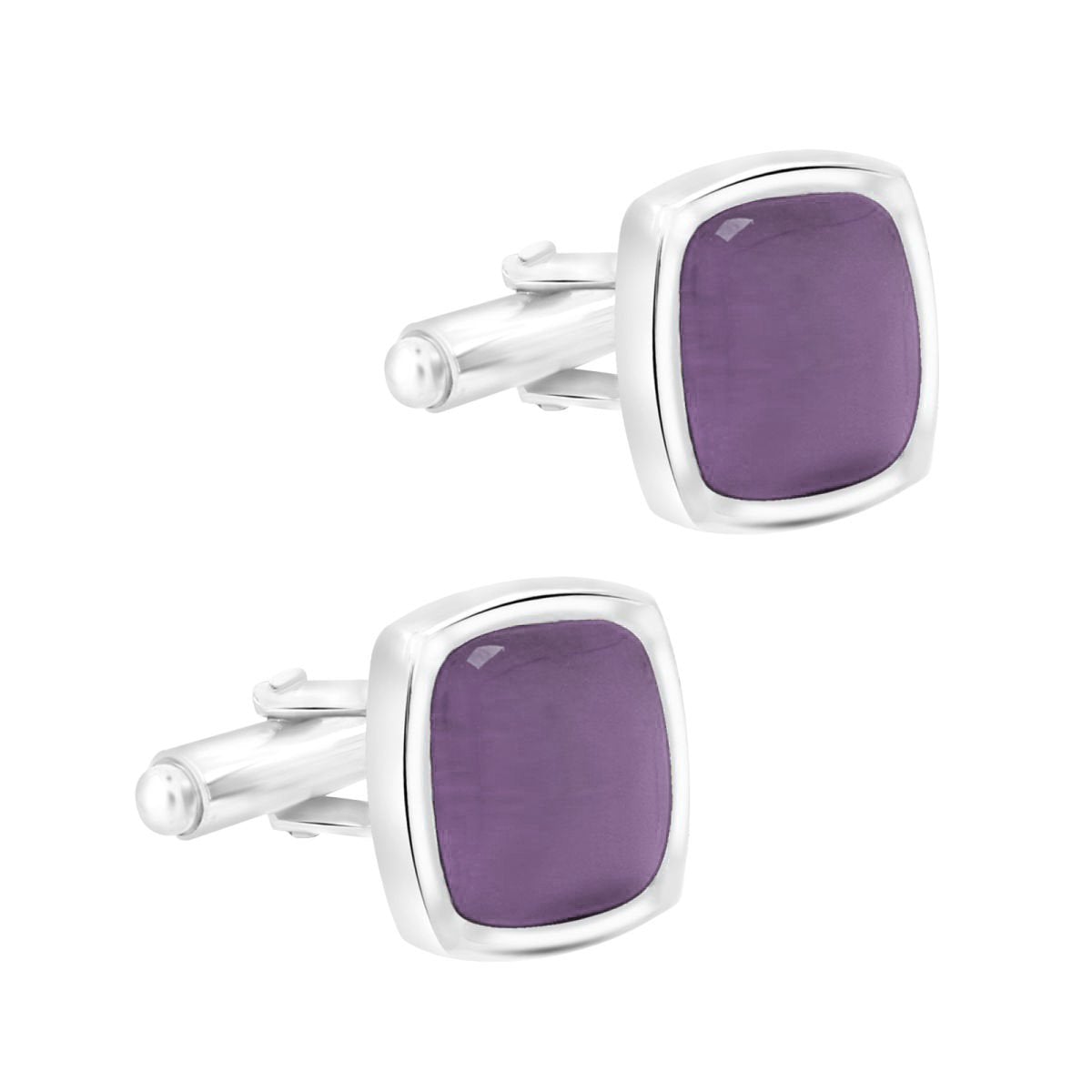 Formal Purple Silver Rhodium Office Formal Shirt Blazer Cufflink Pair Men Gift Box