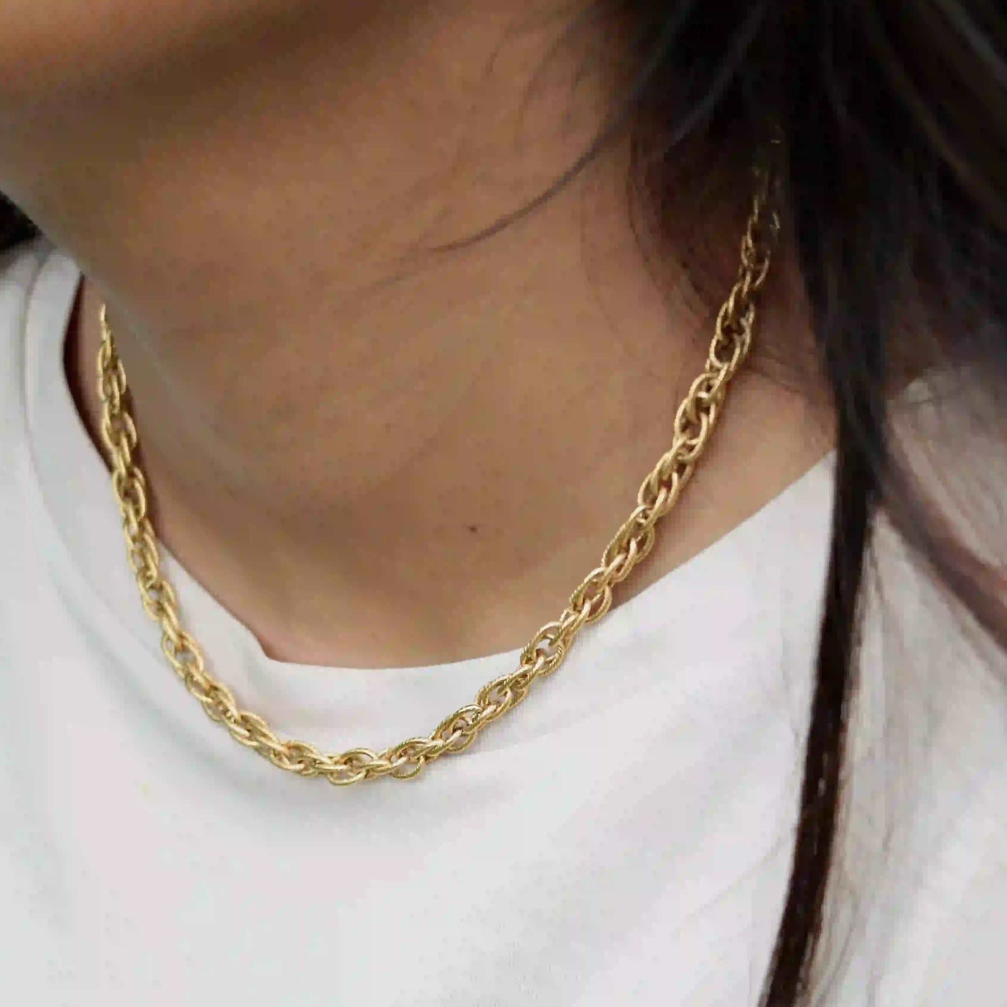 Cross Link 18K Gold Stainless Steel Anti Tarnish Necklace Chain Bulk