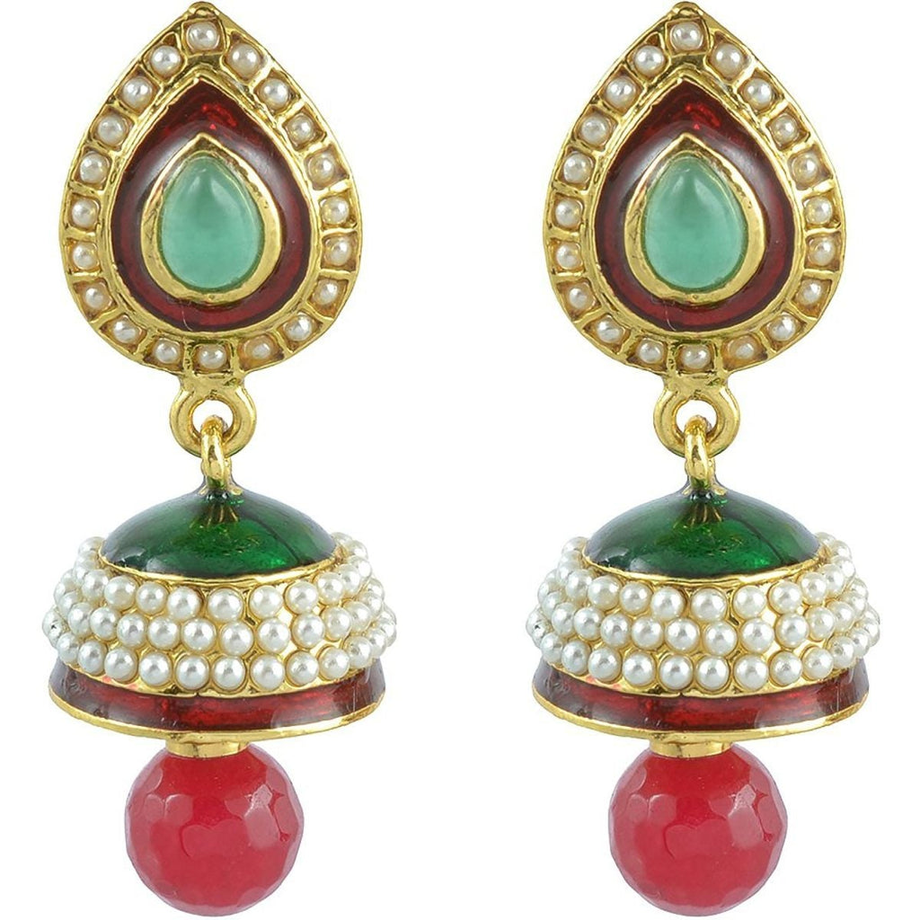 Ruby Emerald Pearl Enamel Jhumki Earring For Women Bulk