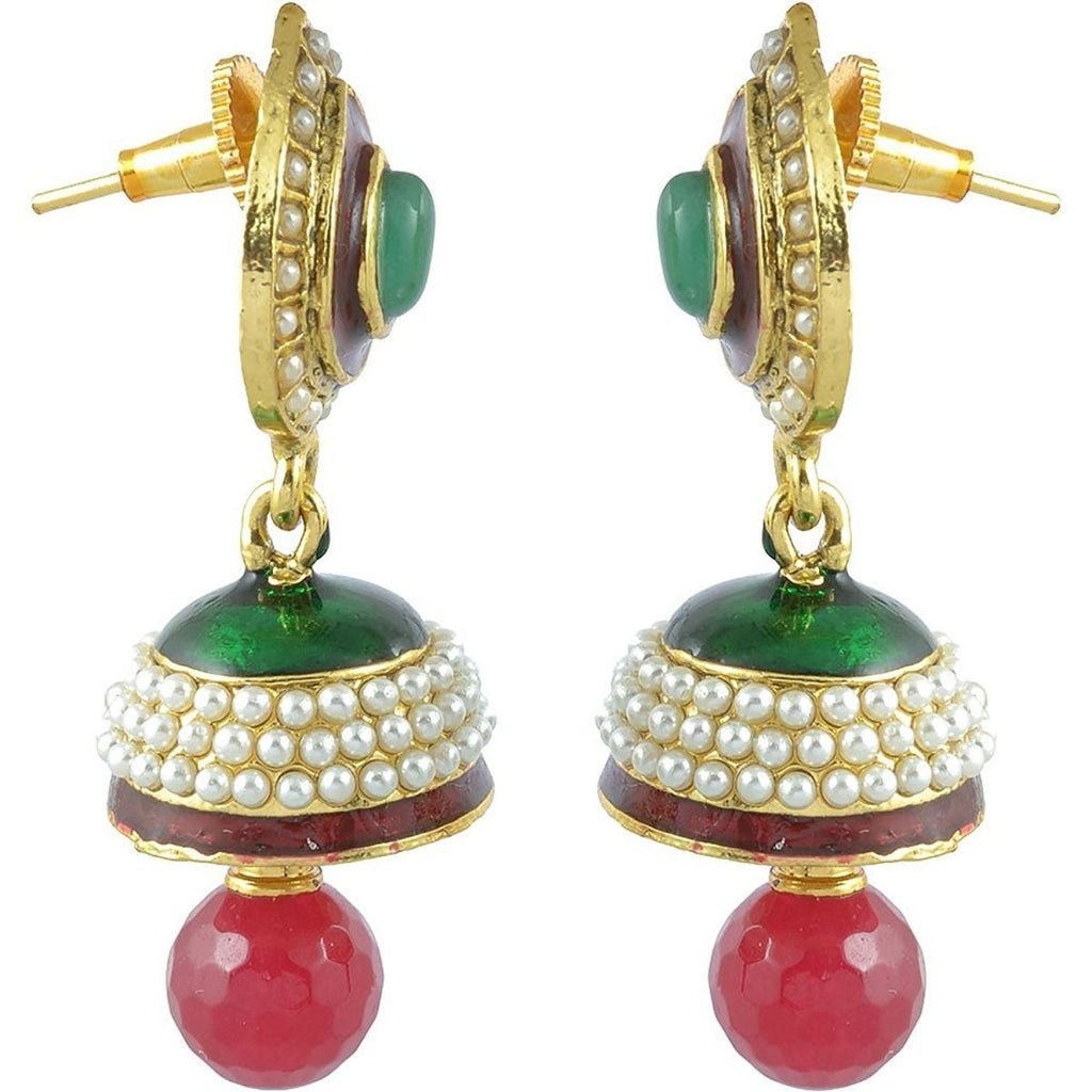 Ruby Emerald Pearl Enamel Jhumki Earring For Women Bulk