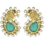 Pearl Emerald Green Gold Plated Paisley Earring For Women Bulk