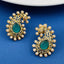 Pearl Emerald Green Gold Plated Paisley Earring For Women Bulk