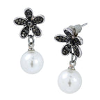 Marcasite Pearl Oxidized Afghani Bohemian Tribal Flower Drop Earring Women