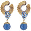 Gold Plated Blue Sapphire CZ Look Hanging Earring Gift Bulk