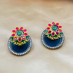 Gold Designer Blue Green Red American Diamond Victorian Earring Bulk