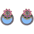 Gold Designer Blue Green Red American Diamond Victorian Earring Bulk