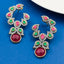 Festive Ruby Red Emerald Green Gold Drop Earring For Women Bulk
