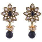 Kundan Flower Pearl Black Stone Meena Earring For Women Bulk