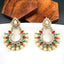 Red Green Stone Pearl American Diamond Chaand Bali Earring Women Bulk