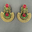 Chaand Red Green Gold Plated Pearl Bali Earring For Women Bulk