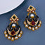 Chaand Peacok Red Green Gold Plated Pearl Bali Earring For Women Bulk