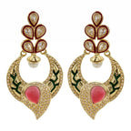 Red Green Gold Plated Meenakari Pearl Earring For Women Bulk