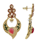 Red Green Gold Plated Meenakari Pearl Earring For Women Bulk