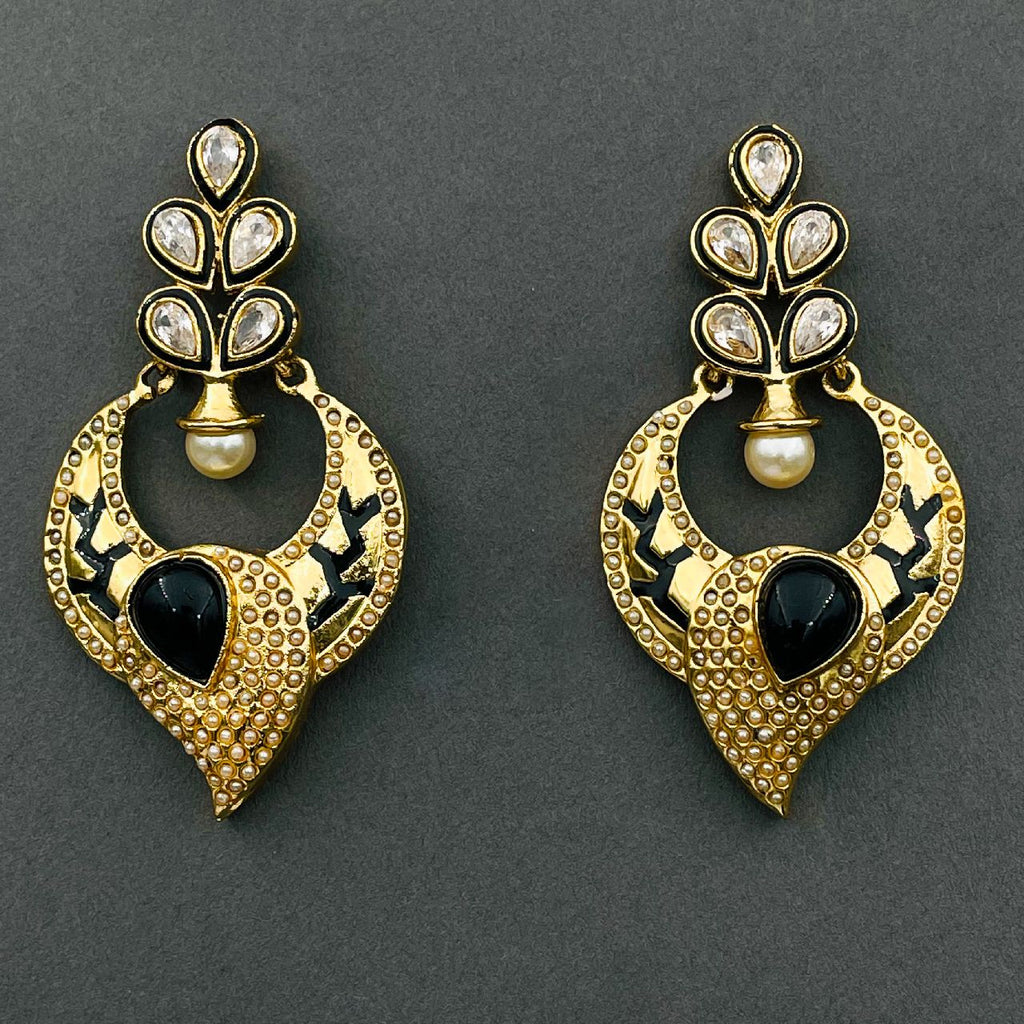 Kundan Polki Black Meenakari Pearl Earring For Women Bulk