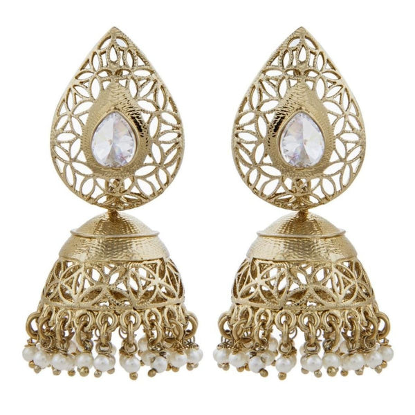 Gold Plated American Diamond Kundan Pearl Jhumki Earring Women Bulk Main image