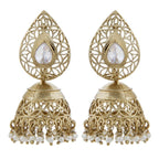 Gold Plated American Diamond Kundan Pearl Jhumki Earring Women Bulk