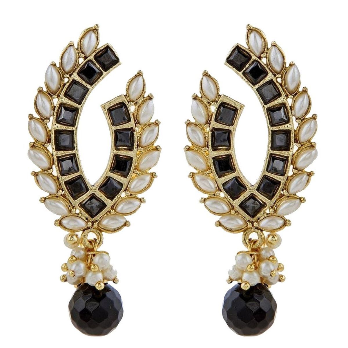 Black Baguette Pearl Gold Plated Traditional Designer Earring Bulk Secondary image