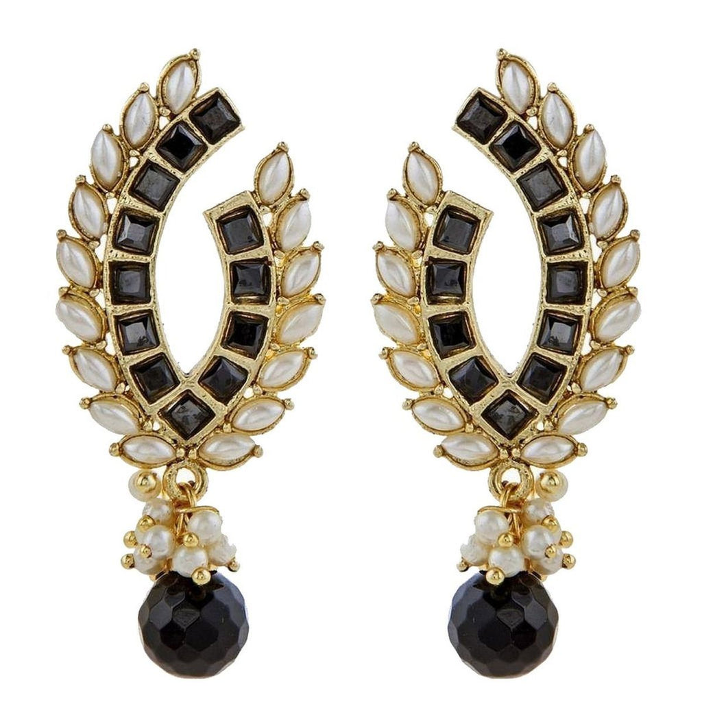 Black Baguette Pearl Gold Plated Traditional Designer Earring Bulk