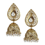 Filigree Gold Plated Pearl Jhumki Earring For Women Bulk