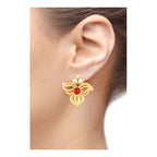Cute Gold Plated Ruby Red Filigree Stud Earring For Women. Bulk