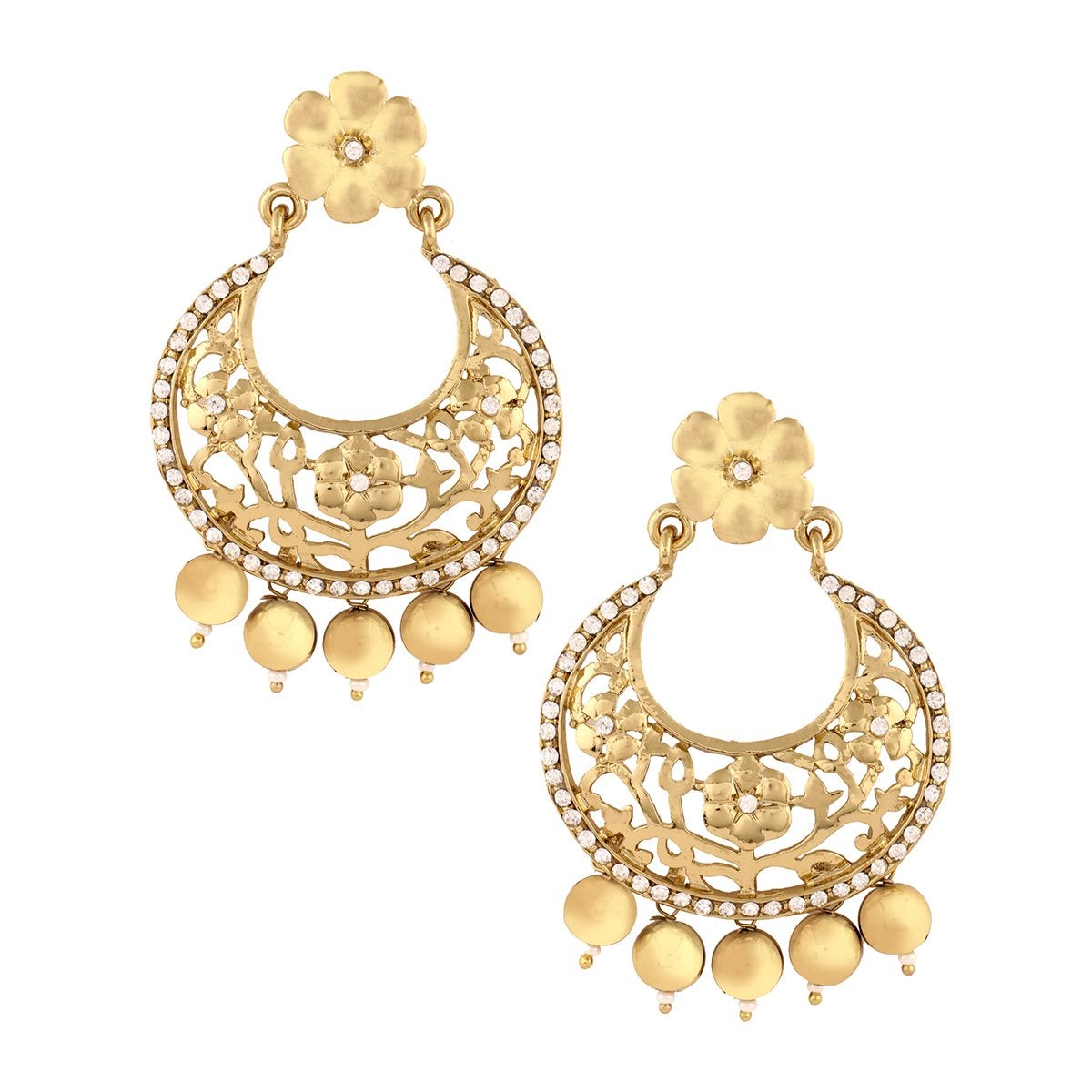 Antique Gold Plated Floral Large Chaand Bali Earring For Women Bulk Main image