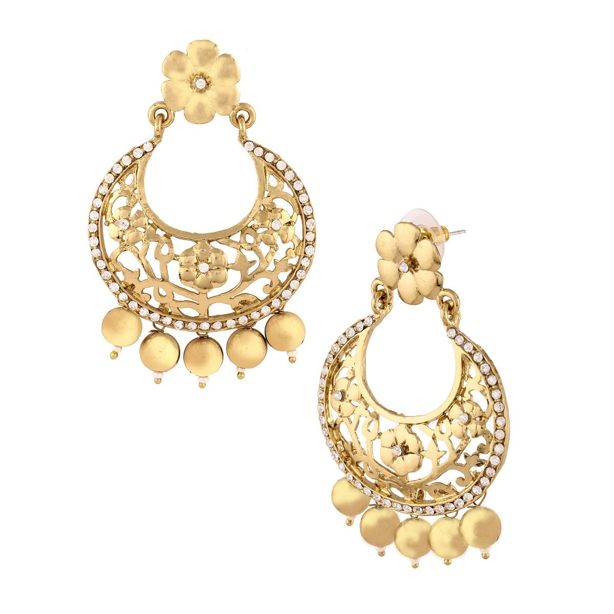 Antique Gold Plated Floral Large Chaand Bali Earring For Women Bulk Secondary image