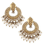 Pearl Kundan American Diamond Antique Gold Chaand Jhumki Earring Bulk