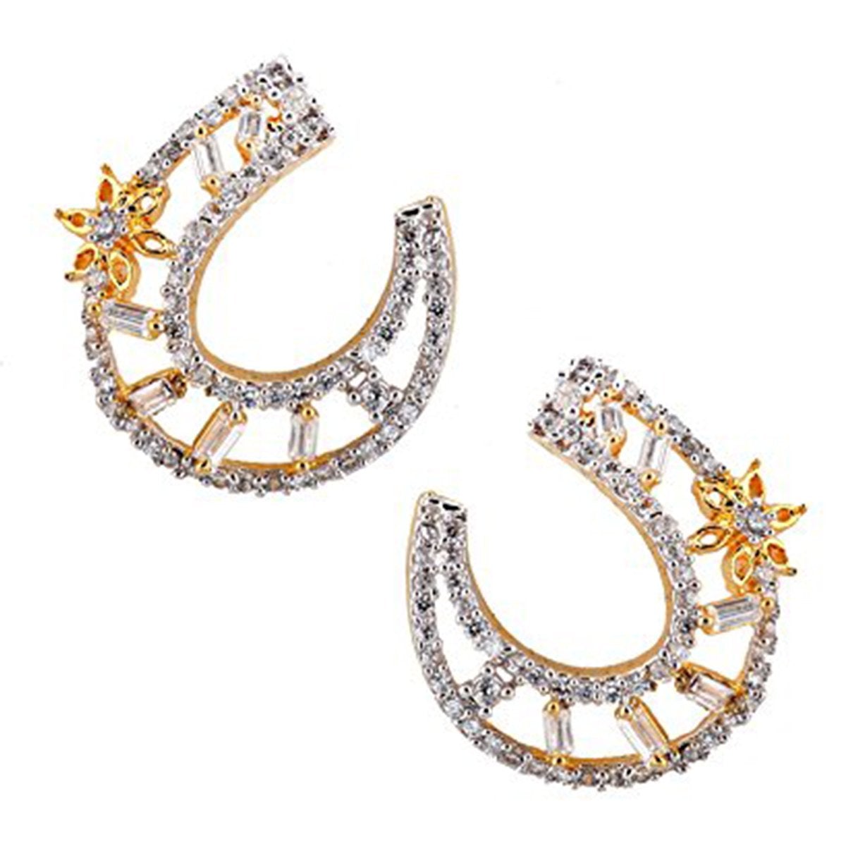 Crescent Flower American Diamond Baguette Earring For Women Bulk